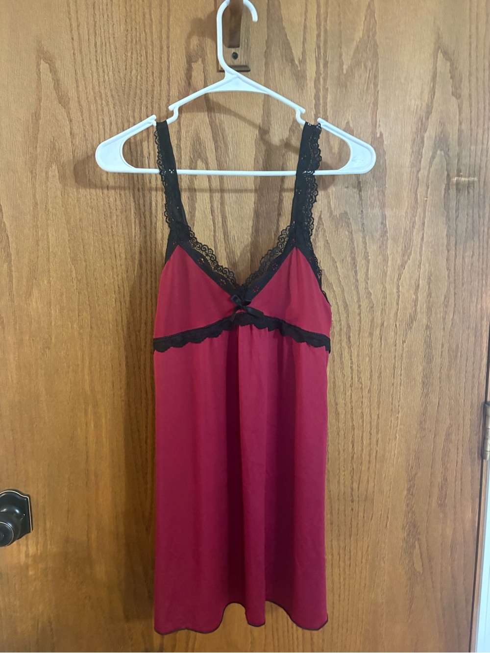 Women's Burgundy Lace-Trim Chemise
